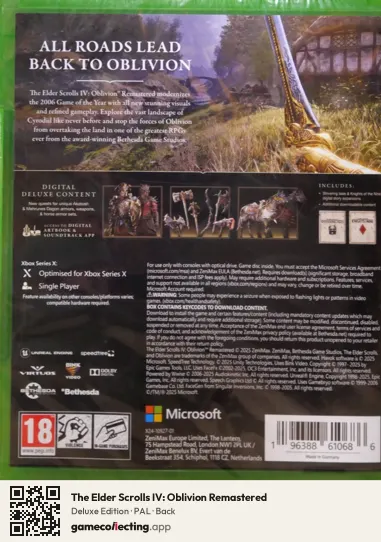 The Elder Scrolls IV: Oblivion Remastered Xbox Series X, PAL box back