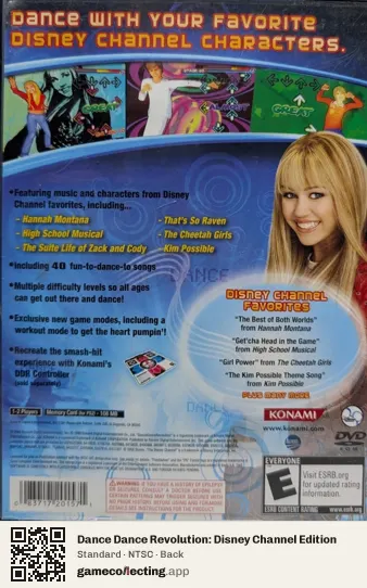 Dance Dance Revolution: Disney Channel Edition PlayStation 2, NTSC box back