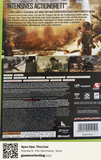 Spec Ops: The Line Xbox 360, Germany box back