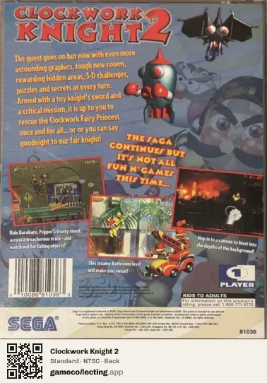 Clockwork Knight 2 Sega Saturn, NTSC box back
