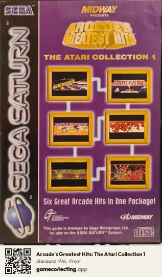 Arcade's Greatest Hits: The Atari Collection 1 Sega Saturn, PAL box front