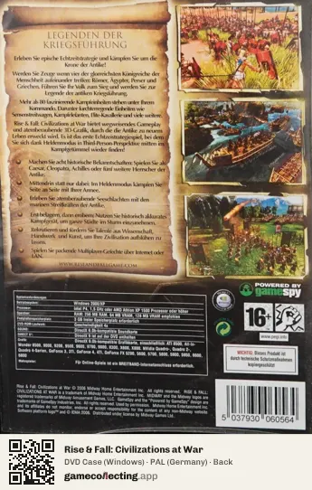 Rise & Fall: Civilizations at War Computer, Germany box back