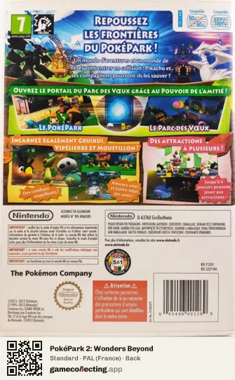PokéPark 2: Wonders Beyond Nintendo Wii, France box back