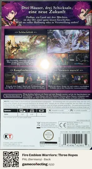 Fire Emblem Warriors: Three Hopes Nintendo Switch, Germany box back