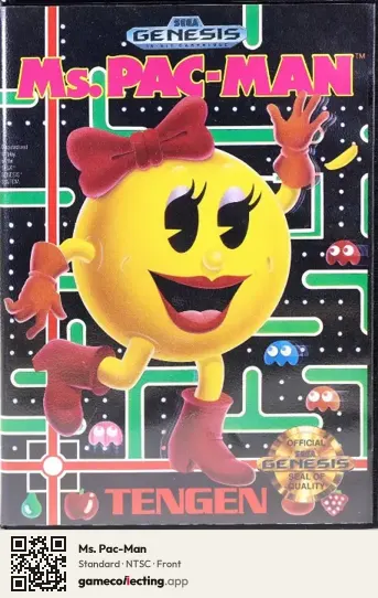Ms. Pac-Man Sega Mega Drive / Genesis, NTSC box front