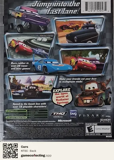Cars Xbox, NTSC box back