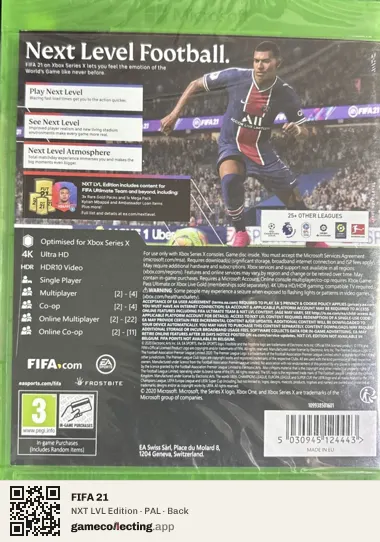 FIFA 21 Xbox Series X, PAL box back