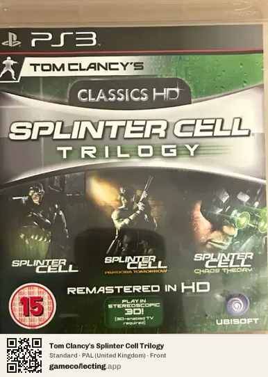 Tom Clancy's Splinter Cell Trilogy PlayStation 3, United Kingdom box front