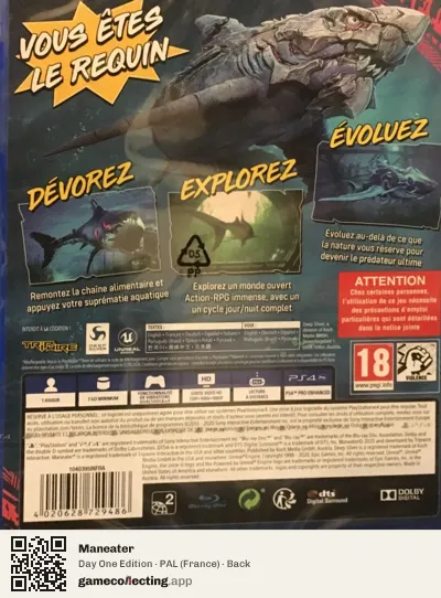 Maneater PlayStation 4, France box back