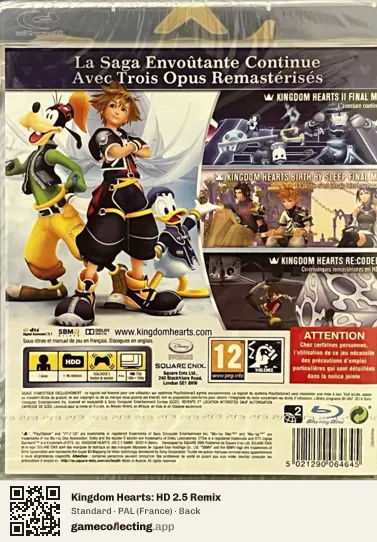 Kingdom Hearts: HD 2.5 Remix PlayStation 3, France box back