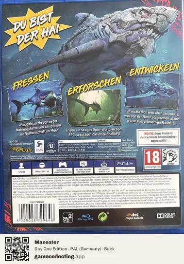 Maneater PlayStation 4, Germany box back