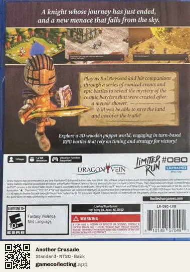 Another Crusade PlayStation 5, NTSC box back