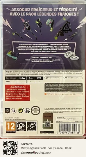 Fortnite Nintendo Switch, France box back