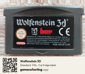 Wolfenstein 3D Game Boy Advance, PAL cartridge label
