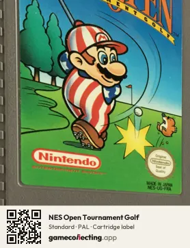 NES Open Tournament Golf Nintendo Entertainment System, PAL cartridge label