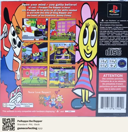 PaRappa the Rapper PlayStation, PAL box back