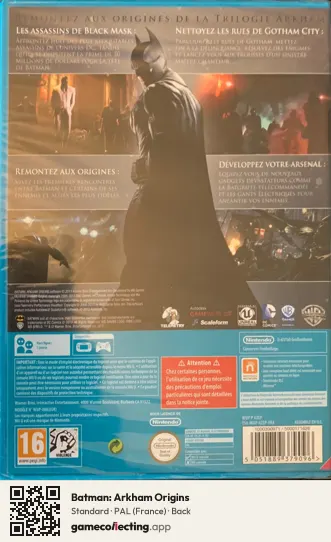 Batman: Arkham Origins Nintendo Wii U, France box back