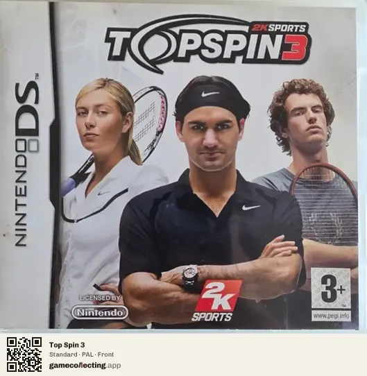 Top Spin 3 Nintendo DS, PAL box front