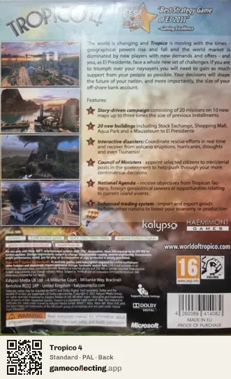 Tropico 4 Xbox 360, PAL box back