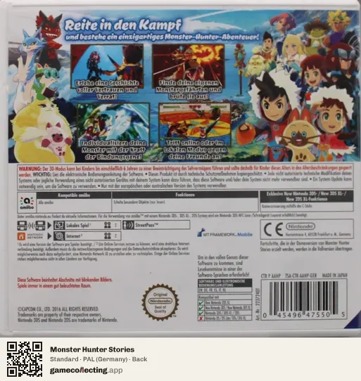 Monster Hunter Stories Nintendo 3DS, Germany box back