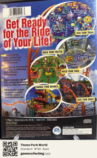 Theme Park World PlayStation 2, NTSC box back