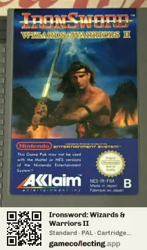 Ironsword: Wizards & Warriors II Nintendo Entertainment System, PAL cartridge label