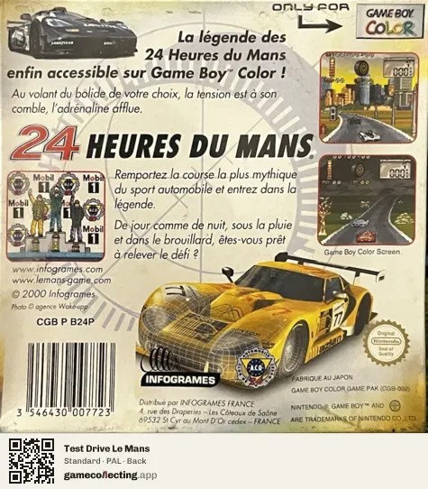 Test Drive Le Mans Game Boy Color, PAL box back