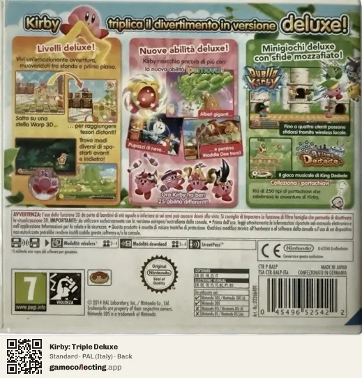 Kirby: Triple Deluxe Nintendo 3DS, Italy box back