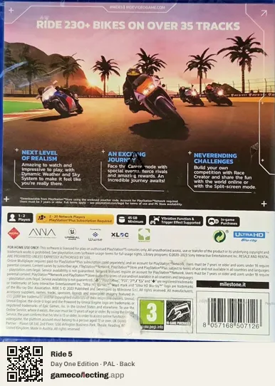 Ride 5 PlayStation 5, PAL box back