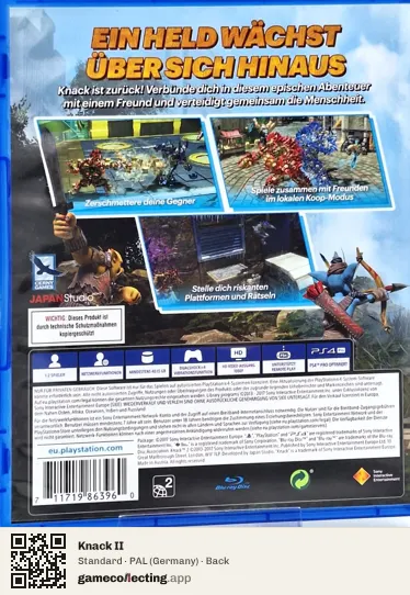Knack II PlayStation 4, Germany box back