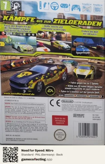 Need for Speed: Nitro Nintendo Wii, Germany box back