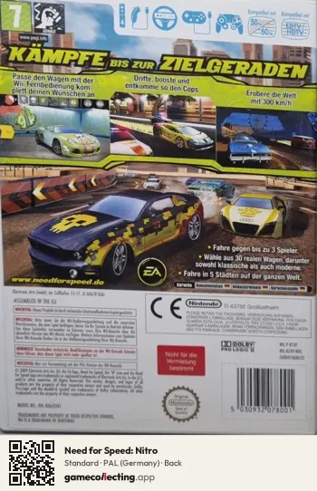 Need for Speed: Nitro Nintendo Wii, Germany box back
