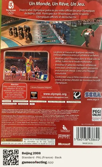 Beijing 2008 Xbox 360, France box back
