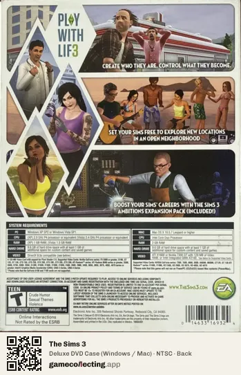 The Sims 3 Computer, NTSC box back