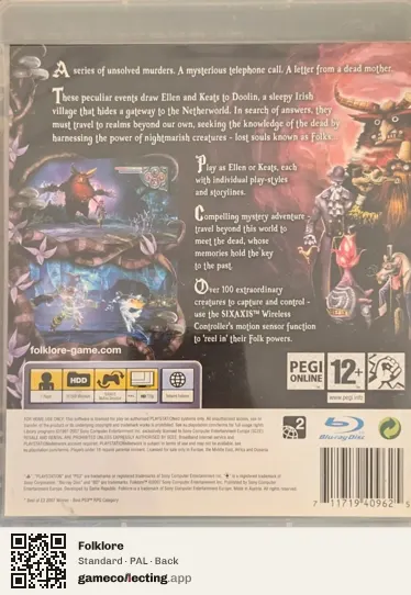 Folklore PlayStation 3, PAL box back