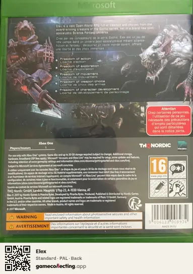 Elex Xbox One, PAL box back