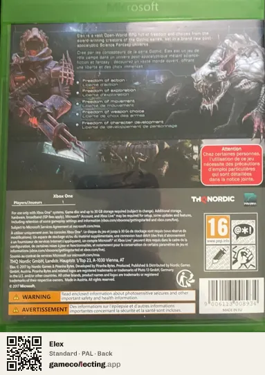 Elex Xbox One, PAL box back