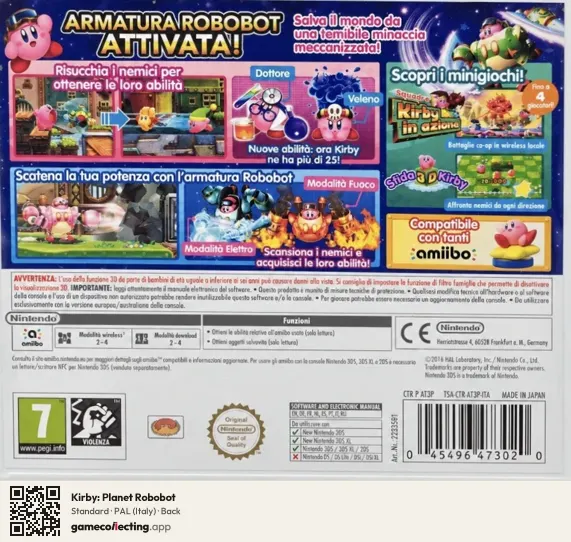 Kirby: Planet Robobot Nintendo 3DS, Italy box back