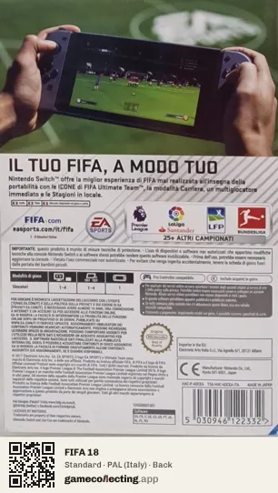 FIFA 18 Nintendo Switch, Italy box back