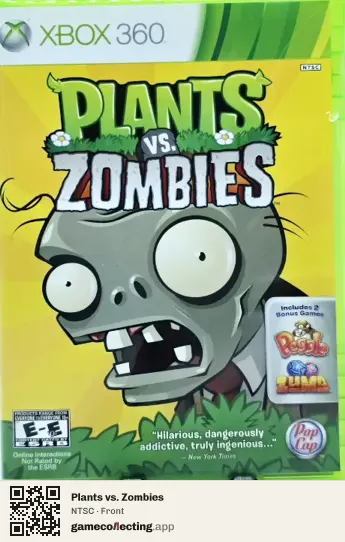 Plants vs. Zombies Xbox 360, NTSC box front