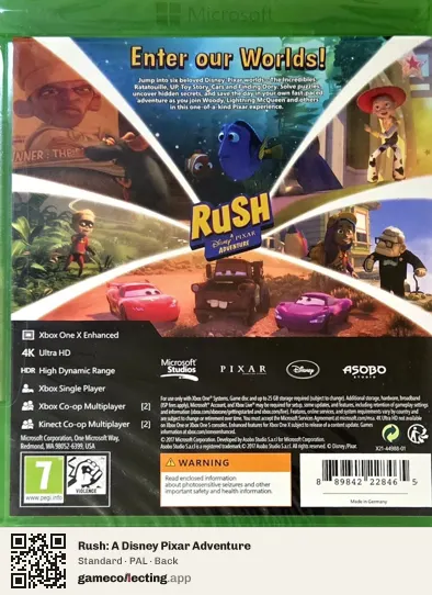 Rush: A Disney Pixar Adventure Xbox One, PAL box back