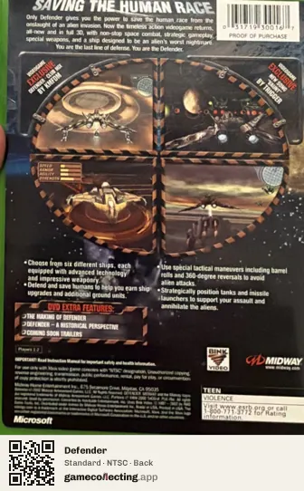 Defender Xbox, NTSC box back