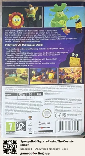 SpongeBob SquarePants: The Cosmic Shake Nintendo Switch, United Kingdom box back