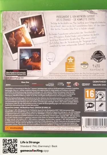 Life is Strange Xbox One, Germany box back