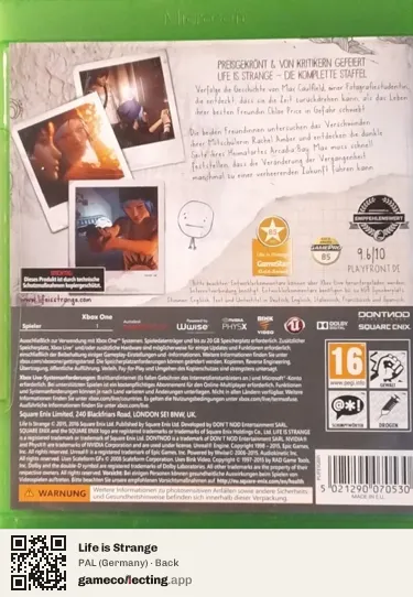 Life is Strange Xbox One, Germany box back