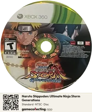 Naruto Shippuden: Ultimate Ninja Storm Generations Xbox 360, NTSC disc