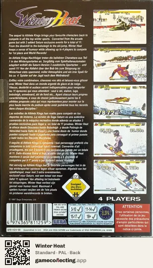 Winter Heat Sega Saturn, PAL box back