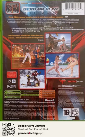 Dead or Alive Ultimate Xbox, France box back