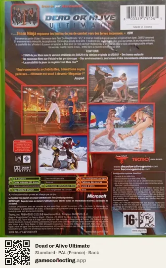 Dead or Alive Ultimate Xbox, France box back