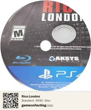 Rico London PlayStation 4, NTSC disc